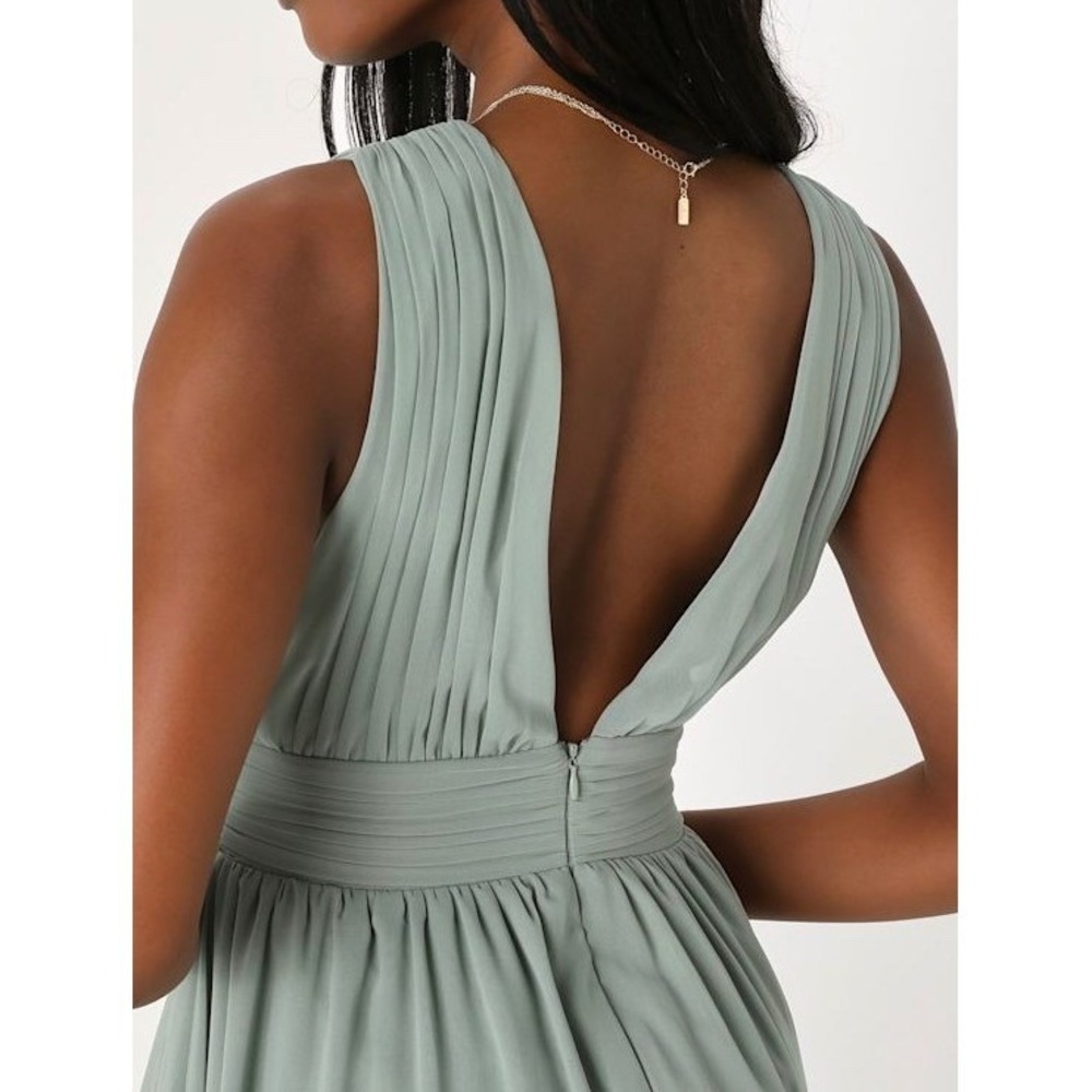 NWT Heavenly Hues Sage Green Brush Maxi Dress Small - Picture 3 of 5